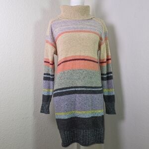 Anthropologie Daily Practice Sweater Dress Striped Turtleneck Open Back XXSP